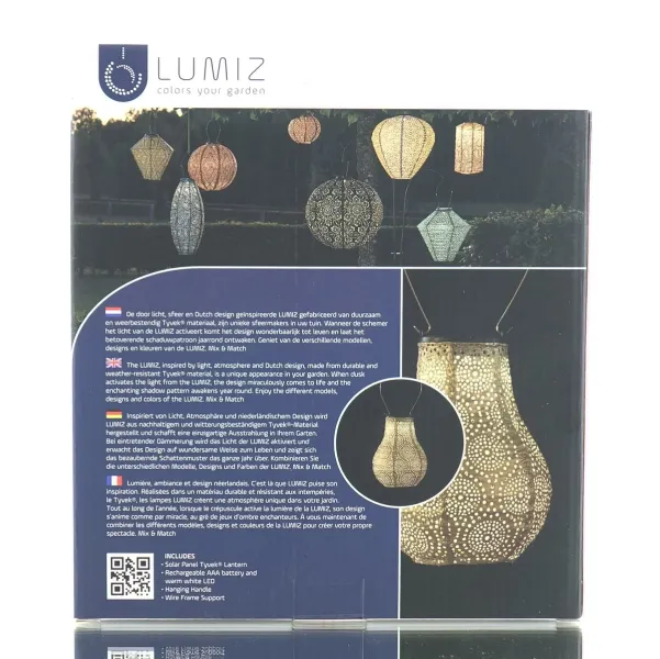 LUMIZ Lampion Solarlampe Bulb 16 Occult Gold goldfarben Ø 16 cm - Tyvek®