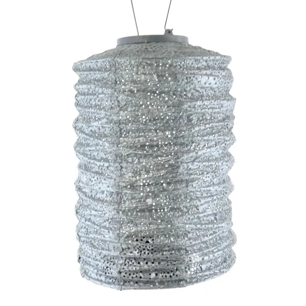 LUMIZ Lampion Solarlampe Cylinder 18 Occult Silver silberfarben Ø 18 cm - Tyvek® LUMIZ Lampion Solarlampe Cylinder 18 Occult Silver silberfarben Ø 18 cm - Tyvek®