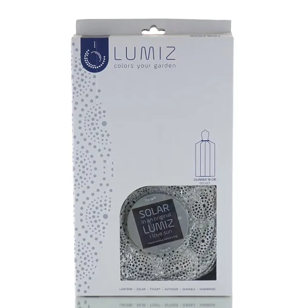 LUMIZ Lampion Solarlampe Cylinder 18 Occult Silver silberfarben Ø 18 cm - Tyvek®