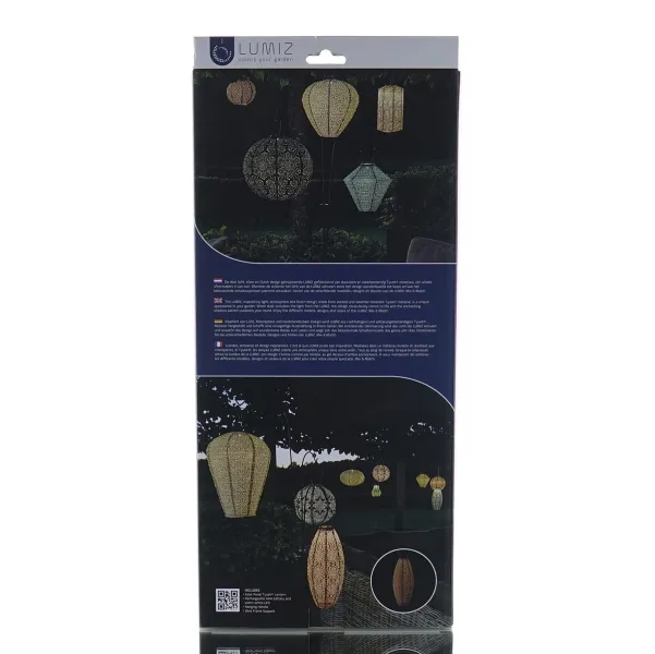 LUMIZ Lampion Solarlampe Long Oval 20 Paisley Gold goldfarben Ø 20 cm - Tyvek®