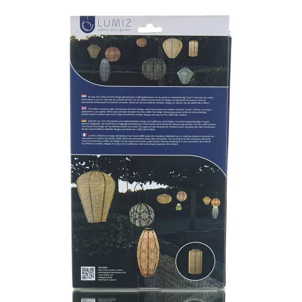 LUMIZ Lampion Solarlampe Cylinder 18 Paisley Pink lachsrosa Ø 18 cm - Tyvek®