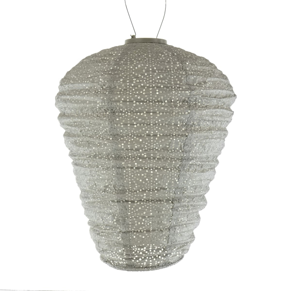 LUMIZ Lampion Solarlampe Ballon XL Sashiko Taupe hellgrau Ø 34 cm - Tyvek®