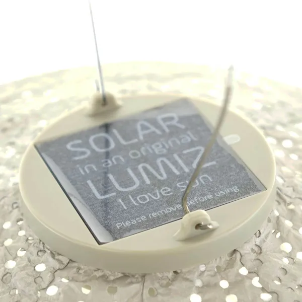 LUMIZ Lampion Solarlampe Ballon XL Sashiko Taupe hellgrau Ø 34 cm - Tyvek®