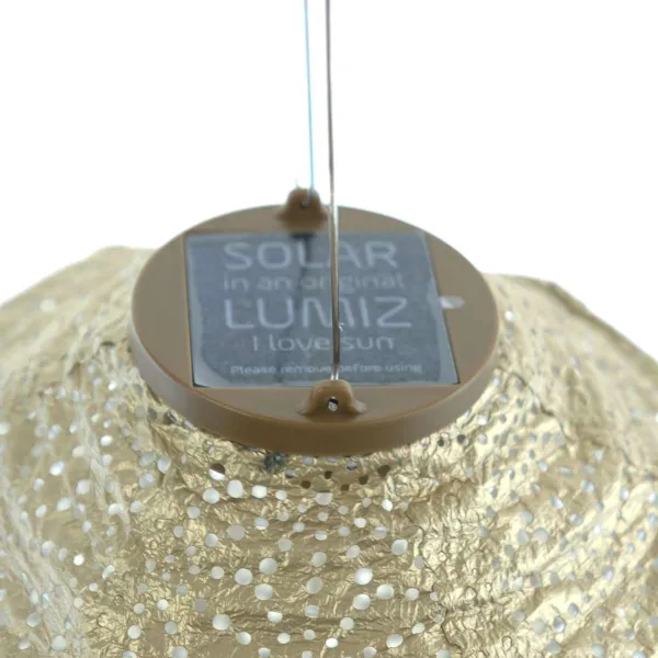 LUMIZ Lampion Solarlampe Diament 28 cm Sashiko Gold goldfarben Ø 28 cm - Tyvek®