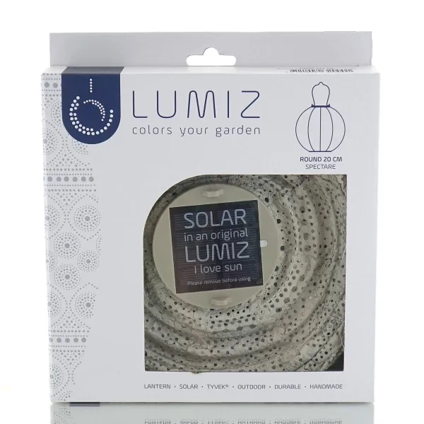 LUMIZ Lampion Solarlampe Round 20 Spectare Taupe hellgrau Ø 20 cm - Tyvek®