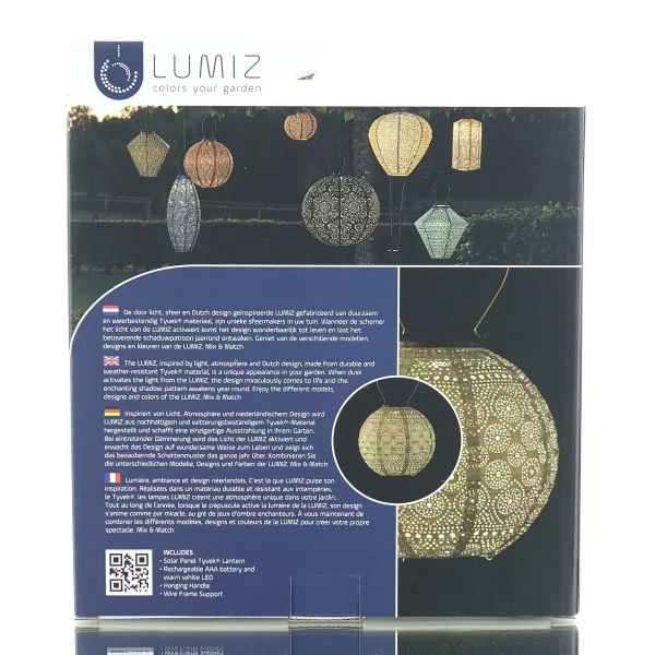 LUMIZ Lampion Solarlampe Round 20 Spectare Taupe hellgrau Ø 20 cm - Tyvek®