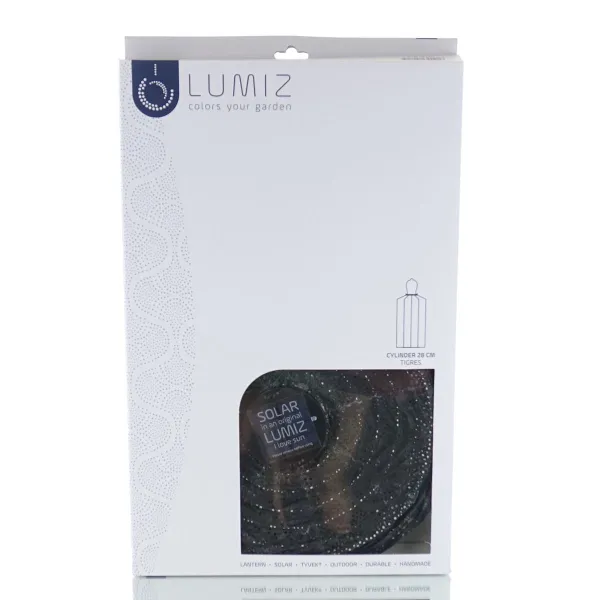 LUMIZ Lampion Solarlampe Cylinder 28 Tigres Black schwarz Ø 28 cm - Tyvek®