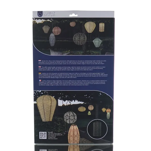 LUMIZ Lampion Solarlampe Cylinder 28 Tigres Black schwarz Ø 28 cm - Tyvek®