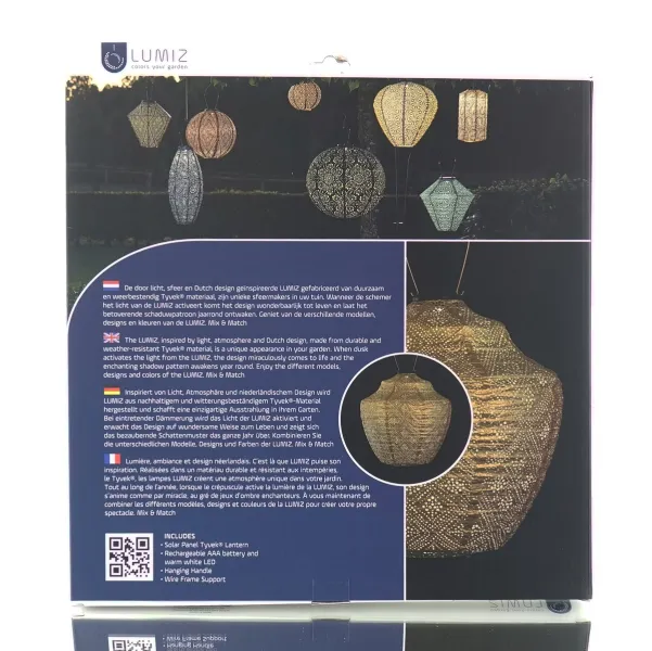 LUMIZ Lampion Solarlampe Crown 40 Topaze Gold goldfarben Ø 40 cm - Tyvek®