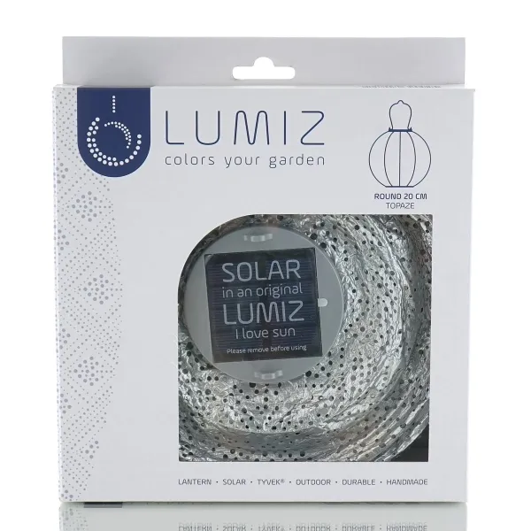 LUMIZ Lampion Solarlampe Round 20 Topaze Silver silberfarben Ø 20 cm - Tyvek®