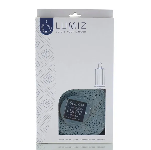 LUMIZ Lampion Solarlampe Cylinder 18 Topaze Grey-Blue graublau Ø 18 cm - Tyvek®