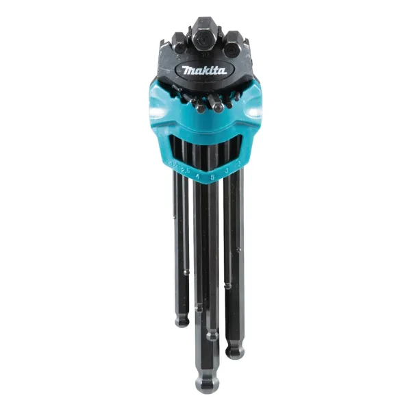 Makita® Innensechskantschlüssel-Set 9-teilig 1,5 - 10 mm mit Kugelkopf und Gürtelhalter - B-65894