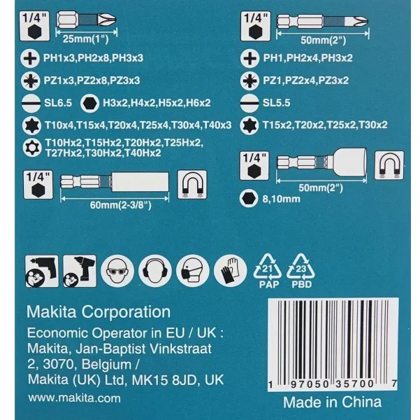 Makita® Schraubenbit C- & E-Form Impact Black schwarz Sortiment 100 tlg - E-24826