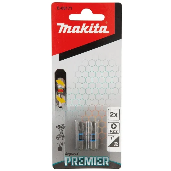 Makita® Zubehör Bits Torsion PZ2 - 25 mm E-03171 - 2er Pack