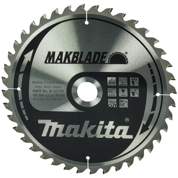 Makita® Zubehör MAKBLADE® Sägeblatt Holz 40 Zähne Ø 26 cm - B-32770 Makita® Zubehör MAKBLADE® Sägeblatt Holz 40 Zähne Ø 26 cm - B-32770