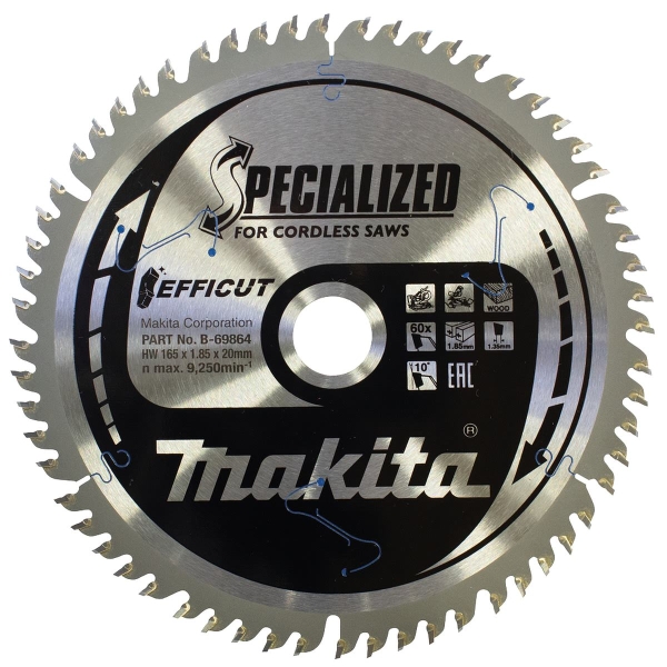 Makita® Zubehör Sägeblatt Holz Ø 165 x 1,85 x 20 mm 60Z EFFICUT - B-69864