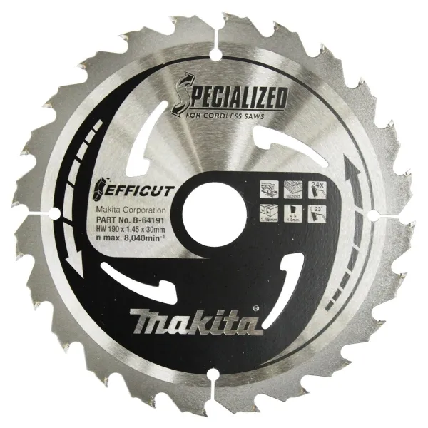 Makita® Zubehör Sägeblatt Holz Ø 190 x 1,45 x 30 mm 24Z EFFICUT - B-64191 Makita® Zubehör Sägeblatt Holz Ø 190 x 1,45 x 30 mm 24Z EFFICUT - B-64191
