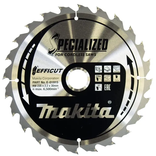 Makita® Zubehör Sägeblatt Holz Ø 235 x 2,2 x 30 mm 24Z EFFICUT - E-01915 Makita® Zubehör Sägeblatt Holz Ø 235 x 2,2 x 30 mm 24Z EFFICUT - E-01915
