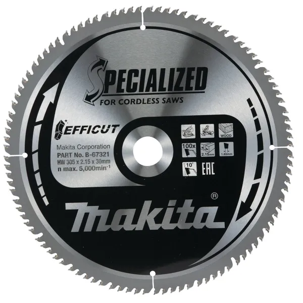 Makita® Zubehör Sägeblatt Holz Ø 305 x 2,15 x 30 mm 100Z EFFICUT - B-67321 Makita® Zubehör Sägeblatt Holz Ø 305 x 2,15 x 30 mm 100Z EFFICUT - B-67321