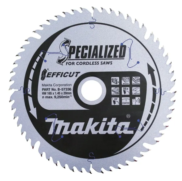Makita® Zubehör Sägeblatt Holz/Laminat/MDF/Kunststoff 165 x 1,45 x 20 mm 56Z EFFICUT - B-57336