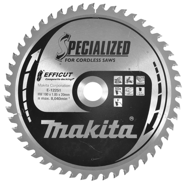 Makita® Zubehör Sägeblatt WPC/Holz 190 x 1,85 x 20 50 Z EFFICUT - E-12251