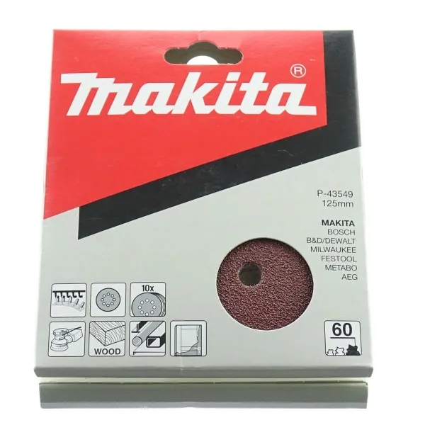 Makita® Zubehör Schleifpapier KIettanbringung Ø 125 mm K 60 10 Stück - P-43549