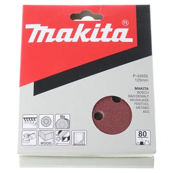 Makita® Zubehör Schleifpapier KIettanbringung Ø 125 mm K 80 10 Stück - P-43555