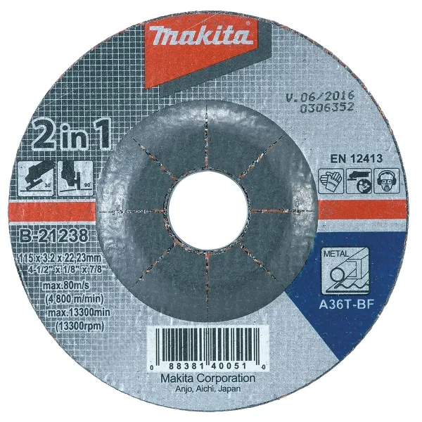 Makita® Zubehör Schruppscheibe 2 in 1 115 mm - 1 Stück - B-21238-1 Makita® Zubehör Schruppscheibe 2 in 1 115 mm - 1 Stück - B-21238-1