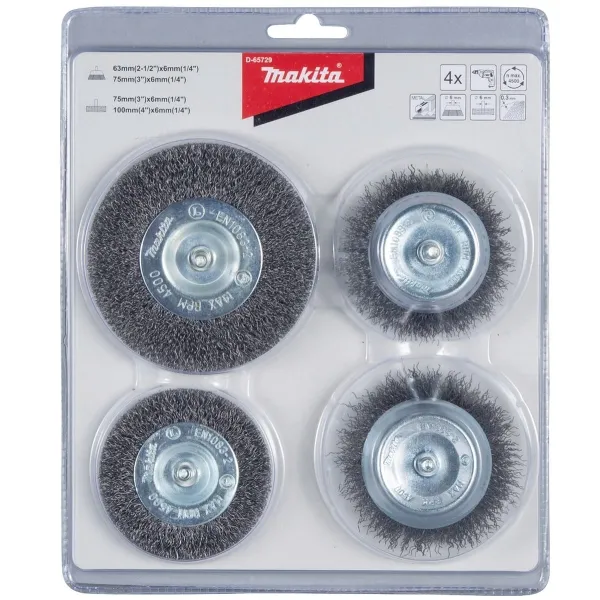 Makita® Zubehör Topf- und Rundbürsten gewellt verzinkter Stahl Rundschaft D-65729 - 4er Set Makita® Zubehör Topf- und Rundbürsten gewellt verzinkter Stahl Rundschaft D-65729 - 4er Set
