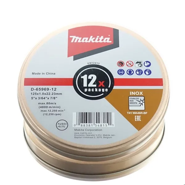 Makita® Zubehör Trennscheiben Ø 125 x1 mm Inox 12 Stück - D-65969-12
