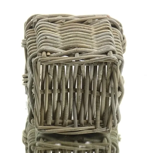 VAN DER LEEDEN Rattan Pflanzkorb mit Griffen & Folienauskleidung 20 x 20 cm