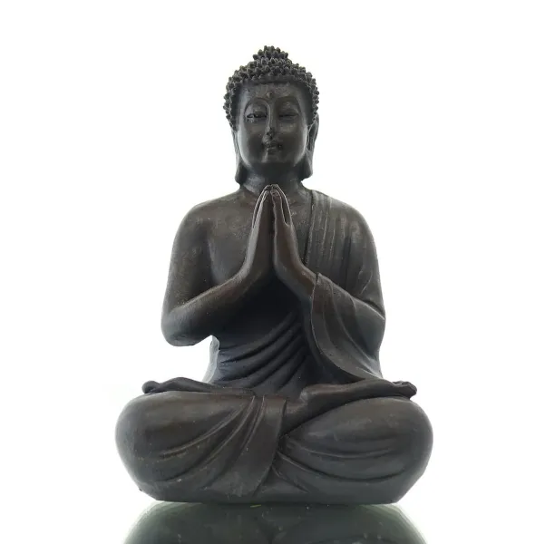 Mini Buddha Statue Gebet – für Dankbarkeit & Einkehr braunschwarz