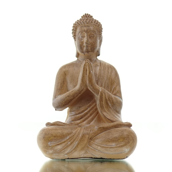 Mini Buddha Statue Gebet – für Dankbarkeit &  Einkehr terracottafarben