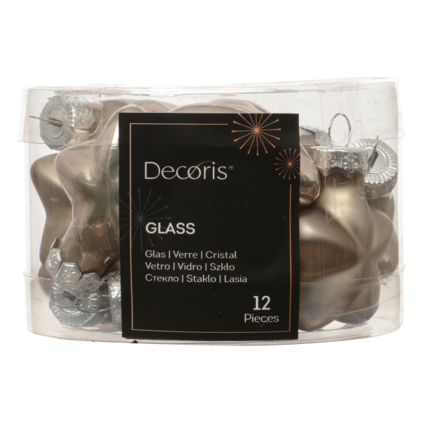 Mini-Sterne Rauchperle Ø 4 cm Glas- 12er Set