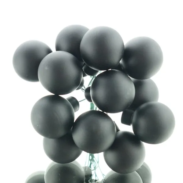 Mini-Weihnachtskugeln Black schwarz am Draht matt Ø 2,5 cm aus Glas - 12er Set