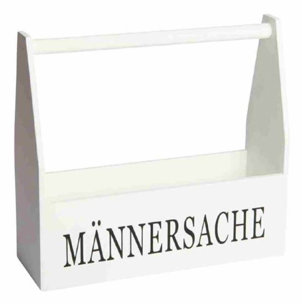 nature trends Bügelkiste Männersache Weiß 34,5 cm - Holz