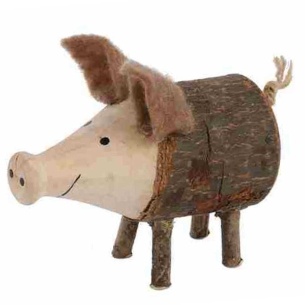 nature trends Glücksbringer Holz-Schwein Creme & Braun Ø 8 cm