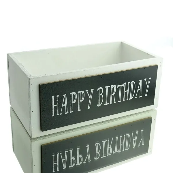 nature trends Happy Birthday Kiste weiß 25 x 13 cm aus Holz