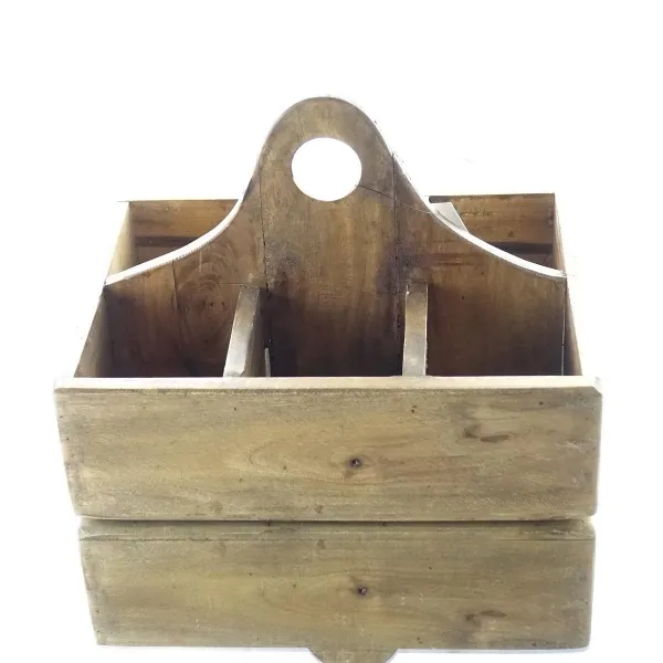 nature trends Holz-Getränkekiste mit Griff für 6 Flaschen 30 x 22 x 10 cm