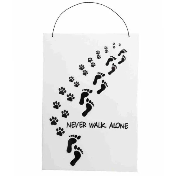 nature trends Holz-Schild Lasiert Weiß mit Schriftzug Never walk alone 23 x 16 cm
