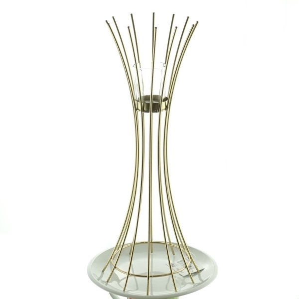 nature trends Kerzenhalter Elegance Goldfarben gebogen mit Glas 40 cm - Metall