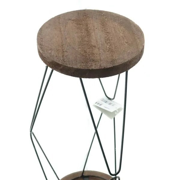 nature trends Pflanzenständer Braun rund Ø 15 x 19 cm - Holz & Metall