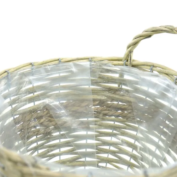 nature trends Pflanzkorb aus Weidenzweigen & Seegras-Rund mit Henkeln Ø 18 cm
