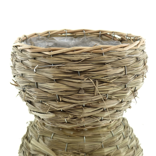 nature trends Pflanzkorb aus Weidenzweigen & Stroh Rund braun bis rötlich Ø 26 cm