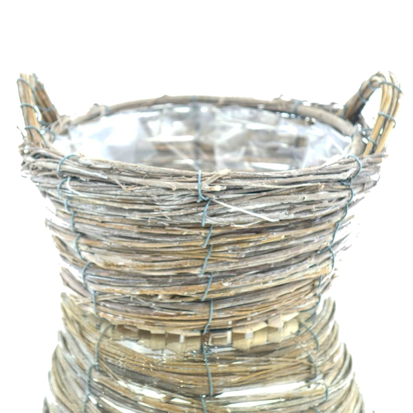 nature trends Pflanzkorb aus Weidenzweigen Rund mit Henkeln grau gewaschen Ø 21,5 cm