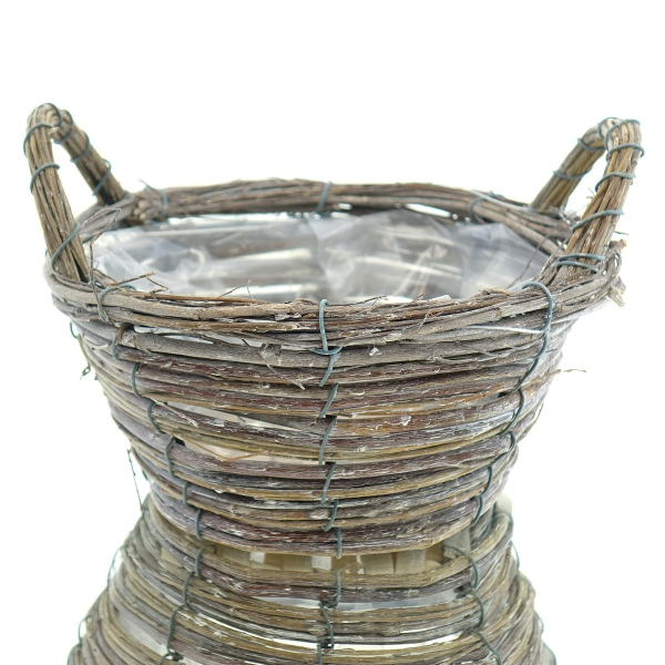 nature trends Pflanzkorb aus Weidenzweigen Rund mit Henkeln grau gewaschen Ø 23 cm 