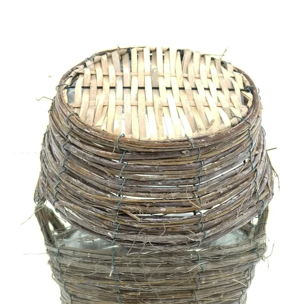 nature trends Pflanzkorb aus Weidenzweigen Rund mit Henkeln grau gewaschen Ø 30 cm