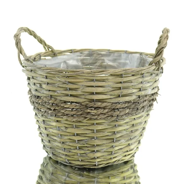 nature trends Pflanzkorb aus Weidenzweigen & Seegras-Rund mit Henkeln Ø 18 cm