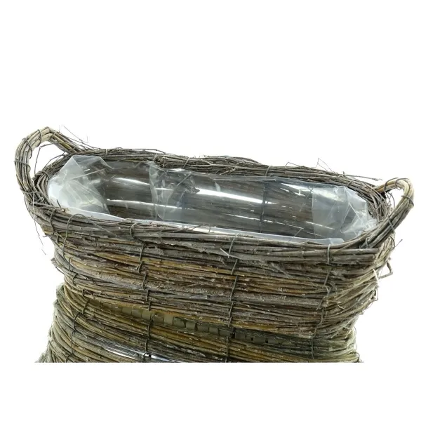 nature trends Weidenzweig Korb mit Henkeln oval grau gewachst 33 x 13 cm