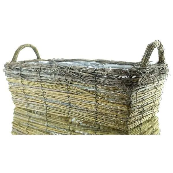 nature trends Weidenzweig Korb mit Henkeln rechteckig grau gewachst 50 x 22 cm